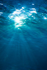 Fototapeta na wymiar Underwater shot with sunrays