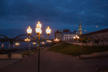 Lanterns on quay of Rybinsk