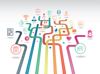 Colourful app icons with lines