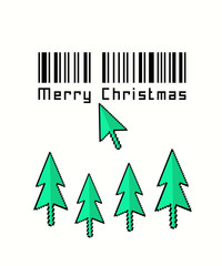 Merry christmas vector in retro video game style