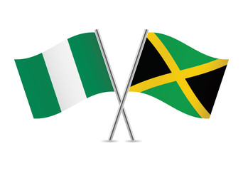 Jamaican and Nigerian flags. Vector illustration.