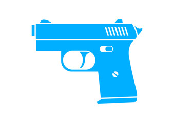 Blue gun icon on white background
