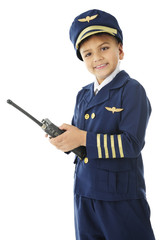 Young Pilot with a Hand-Held Navigator and Radio