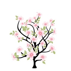 Naklejki  Wiosenne drzewo z kwiatami do projektowania