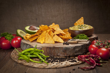 Mexican Cuisine: Nachos and Guacamole Sauce