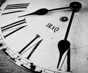 Iraq black and white clock face