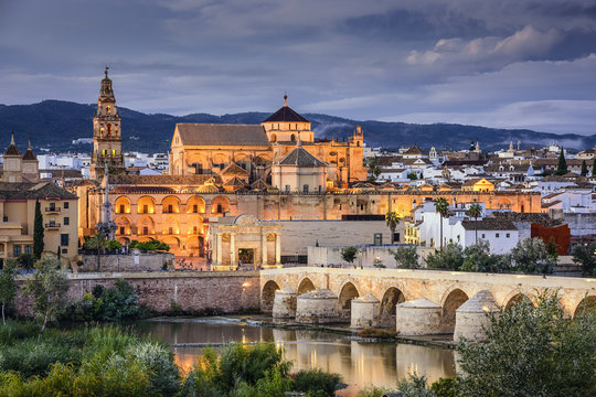 Cordoba, Spain at the Roman Bridge and Mosque-Cathedral