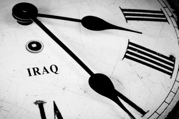 Iraq black and white clock face