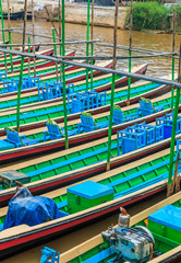 Fototapeta na wymiar Tourist boat at Inle Lake in Shan State, Myanmar