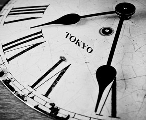 Tokyo black and white clock face