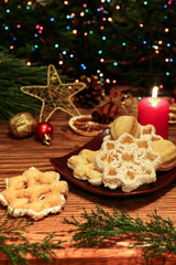Christmas cookies on a wooden table