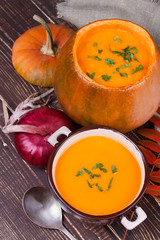 Fresh cooked pumpkin soup