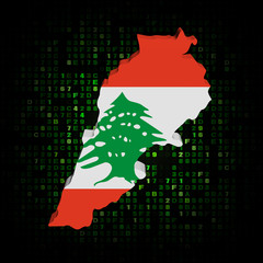Lebanon map flag on hex code illustration