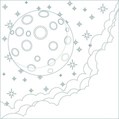 Illustration of a Cartoon moon with space for text in the © alekseiveprev
