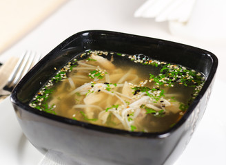 Hot and Spicy Soup with Meat and Pasta Noodles