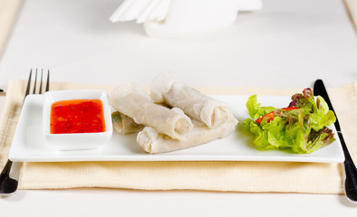 Fresh Spring Rolls Main Dish with Dipping Sauce