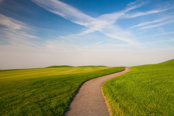 Misty morning on a empty golf course