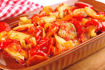 Vegetable ragout on table, close-up