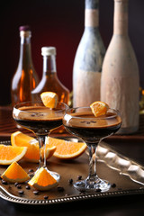 Espresso cocktail served on table
