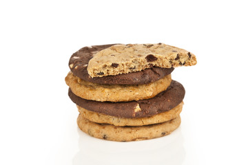 Fototapeta na wymiar Chocolate chip cookie on white background