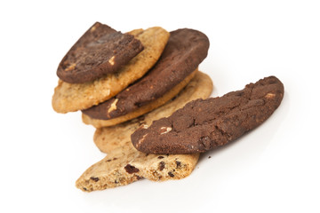 Chocolate chip cookie on white background