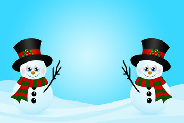 christmas snowmans in snow with place for text