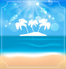 Fototapeta na wymiar Holiday summer card with beautiful beach and palms