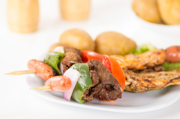 skewers shish kebab sticks grilled meat chicken