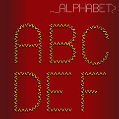 zigzag stitched alphabet A-F