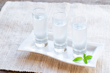 Glasses of vodka