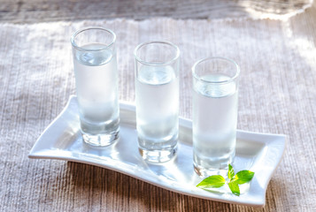Glasses of vodka