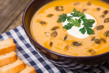 Delicious pumpkin cream soup
