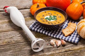 Delicious pumpkin cream soup