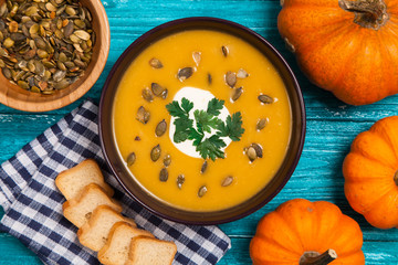 Delicious pumpkin cream soup