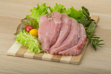 Raw pork schnitzel