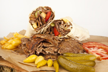 delicious turkish doner kebab grilled meat