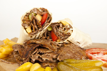 delicious turkish doner kebab grilled meat