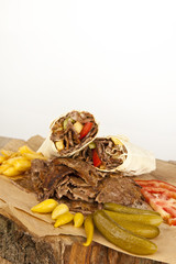 delicious turkish doner kebab grilled meat