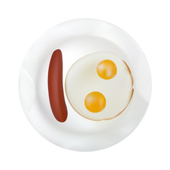Scrambled eggs with two yolks and sausage