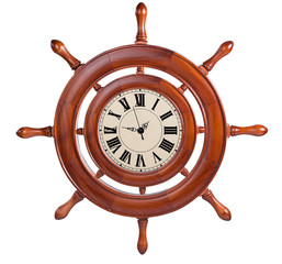 Wall clock made ​​in the form of steering the ship