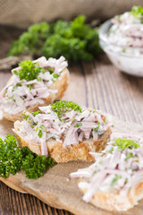 Piece of bread with Meat Salad