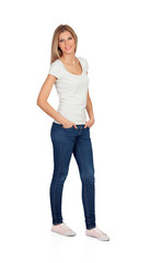 Fototapeta premium Casual blonde girl with jeans
