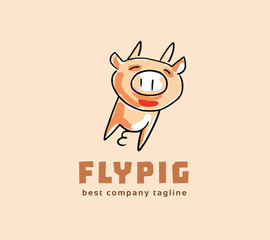 Abstract vector pig monster logo icon concept. Logotype template