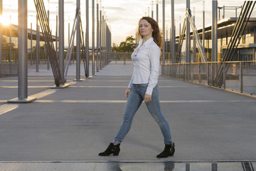 Portrait of young woman outdoors in the city