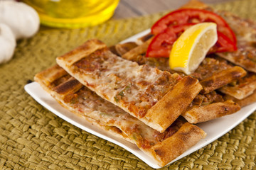 Turkish pide beef and cheese pita