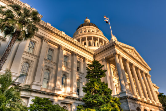 California State Capitol Lit by Setting Sun
