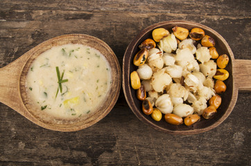 hominy and toasted corn nuts mote with tostado ecuadorian