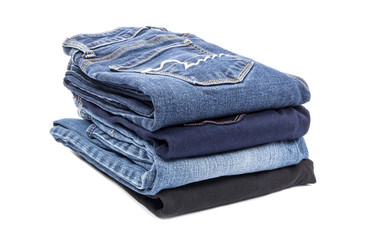 Stack of Jeans Isolated on White