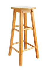 Old Wooden Bar Chair isolated on white background