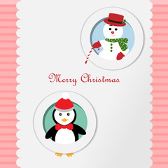 Merry Christmas Snowman and penguin